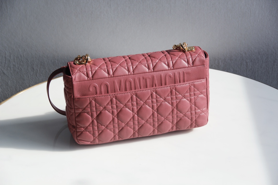 Large Dior Caro Bag Cherry Pink Supple Cannage Calfskin